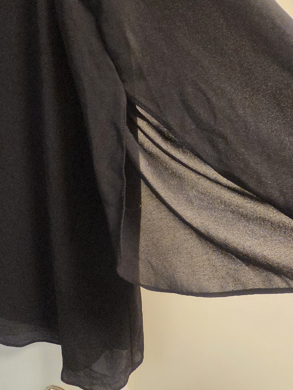 Neineiwu Flowy Black Chaffon Sheer Blouse With Under Slip 2XL - Picture 4 of 12